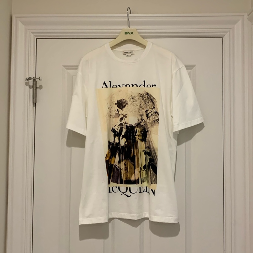 Alexander McQueen white oversized T-shirt with dress graphic